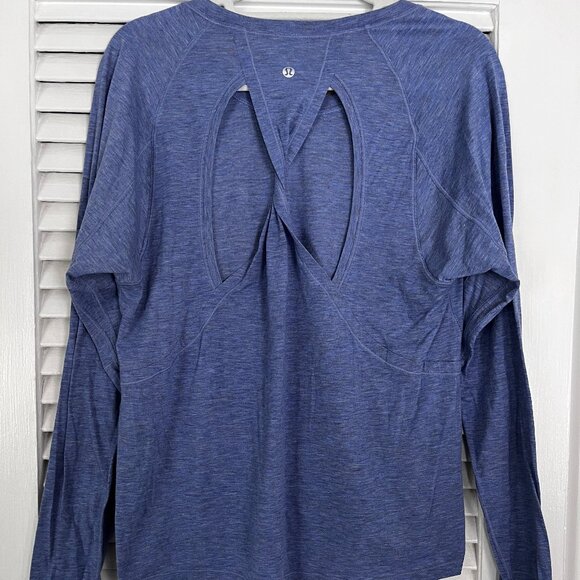 Lululemon Blue Open Cross Back Long Sleeved Top - Picture 4 of 4